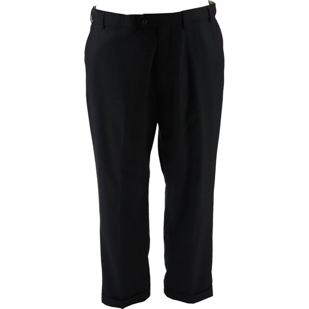 NWT LANDS' END B&T YEAR ROUNDER COMFORT WAIST PLAIN FRONT WOOL PANTS BLACK 44T